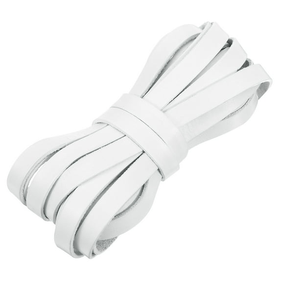Flat Leather Cord, 5.5 Yard 10mm Leather String Strips for DIY Crafting Pure White