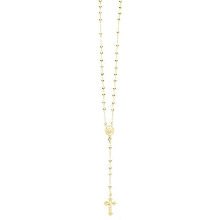 Ritastephens Rosary Necklace Cross 3mm by 24 inches long yellow gold overlay  Sterling Silver 925