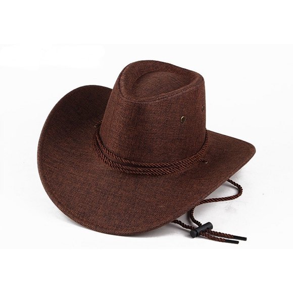 Outdoor straw hat men summer seaside beach hat western cowboy hat men's camping sun hat sunscreen sun hat - 29 / 55-58CM