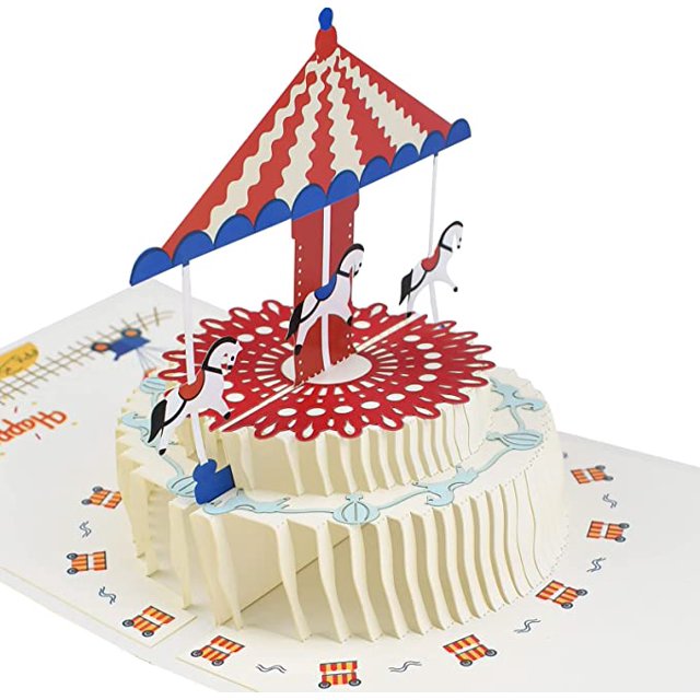 Tarjeta de cumpleaños desplegable hecha a mano - Tarjeta de cumpleaños 3D - Tarjeta de felicitación de cumpleaños para niños, niñas, hombres, esposo, esposa, hijo, mamá, papá (carrusel)