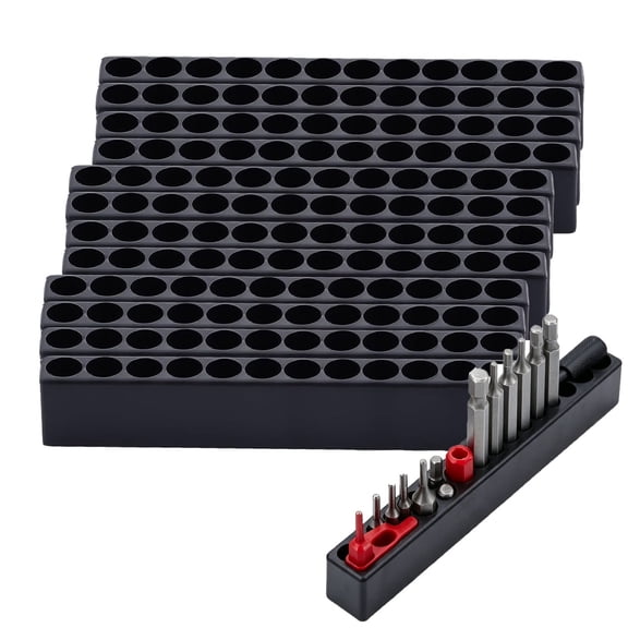 24 Pcs 12‑Hole Hex Shank Bit Holder, Plastic Drill Bit Storage Case, 1/4 Inch Hex Shank Screwdriver Head Organizer For Hardware Tools