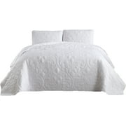 Cozy Beddings Tesla 2pc Coverlet Set Rayon from Bamboo Bed Cover White, Twin/Twin XL Size Bed