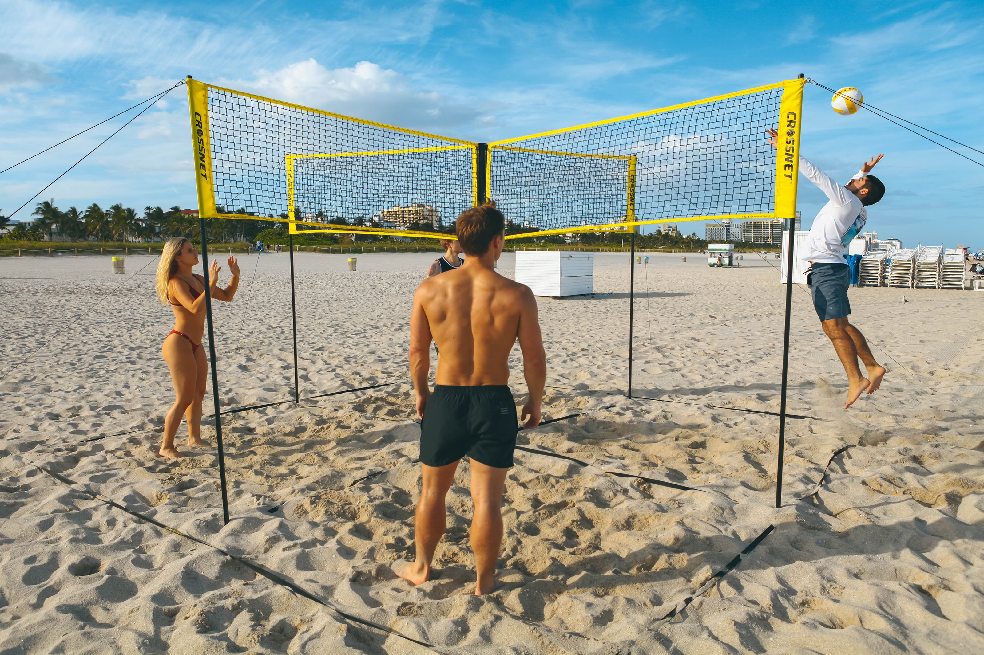 Sand Beach Volleyball Four-Sided Cross Volleyball Net Square Net Portable 