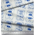thumbnail image 2 of Soimoi Blue Cotton Voile Fabric Caramel & Americano Coffee Beverages Print Fabric by Yard 42 Inch Wide, 2 of 3