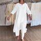 thumbnail image 2 of Traje de dos piezas de moda 2025 para mujer: top de manga larga irregular y pantalones de pierna ancha. Conjunto informal de estilo oriental., 2 of 5
