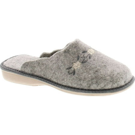 

SC Home Collection Womens 12317 Natural Wool Embroidered Cozy House Slippers Made in Europe Grey 39