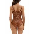 thumbnail image 3 of INSPIRE CHIC Women's V-Neck Shapewear Jumpsuit Tummy Control Sleeveless Floral Lace Leotard Bodysuit M Coffee, 3 of 5