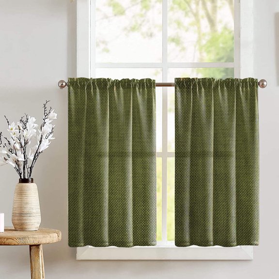 Faux Burlap Café Tier Curtains Window Treatment Kitchen Home Décor