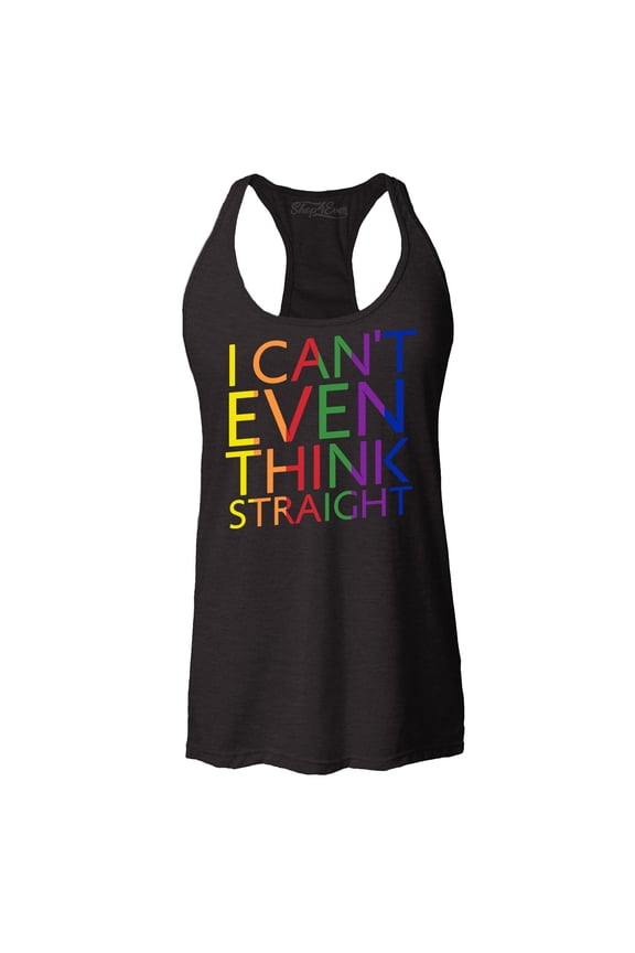 Women's I Can't Even Think Straight Gay Pride Racerback Tank Top Large Black