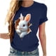 thumbnail image 5 of Tops de Cuello Alto para las Mujeres Amante Impreso Camiseta Cuello Redondo Manga Corta, Poliéster Spandex, 5 of 7