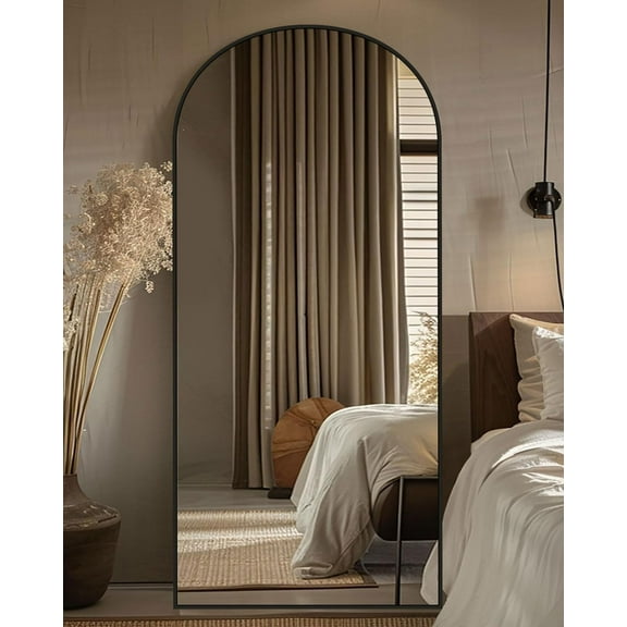 Full Length Mirror, 58x21 Inch Arch Floor Mirror with Stand for Bedroom Living Room Cloakroom Black