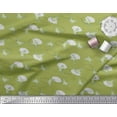 thumbnail image 1 of Soimoi Green polyester Crepe Fabric Cloud & Watercolor Bird Print Fabric by Yard 52 Inch Wide, 1 of 3