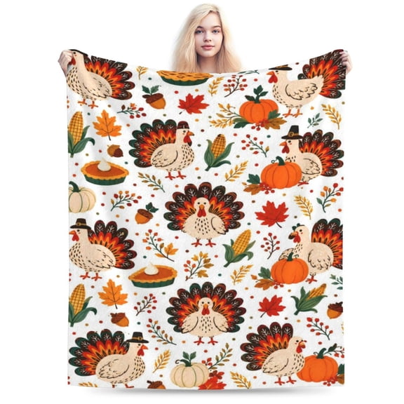 Thanksgiving Turkey Blanket Gift Throw Blanket Cozy Soft Home Decor Fall Harvest Gift for Family 50x40