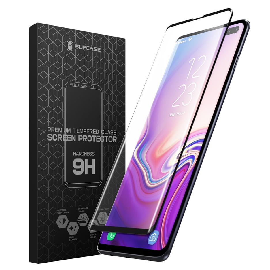 Premium 3D Tempered Glass 2 Pack Case Friendly 9H Hardness Support Fingerprint Sensor Galaxy S10 Plus Screen Protector, For Samsung Galaxy S10 Plus 