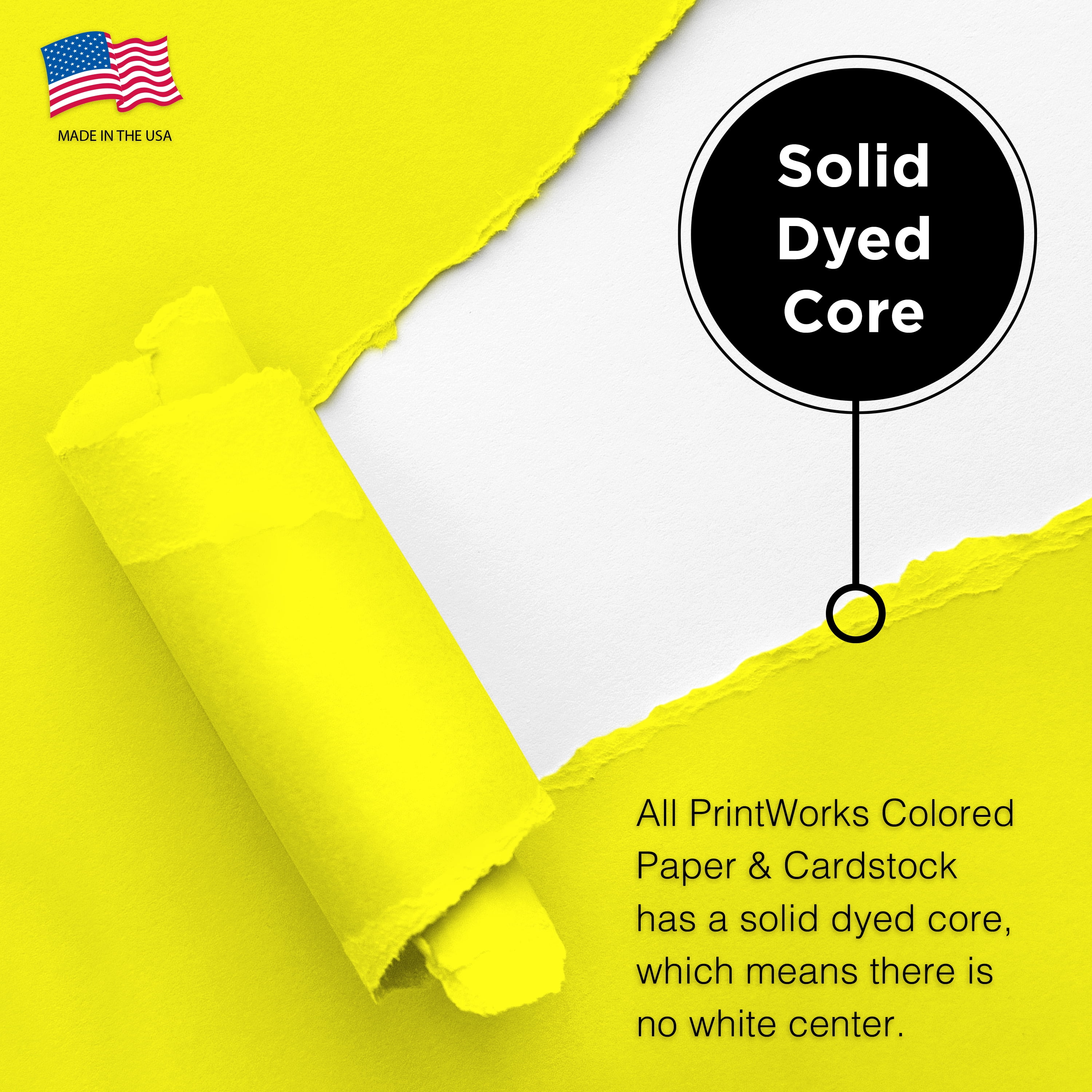 PrintWorks Premium Bright Lemon Yellow Colored Paper 8.5" x 11" - 24 lb/89 gsm - 2500 Sheets - Made in the USA - FSC® Certified - Acid-Free & Fade-Resistant - Printer Compatible (00101)