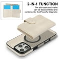 thumbnail image 6 of 2 in 1 Detachable Magnetic Phone Cases Compatible with iPhone 16 Pro, with Credit Card Holder, Classic Durable Premium PU Leather Kickstand Rugged Flip Cover for Women Men,  White, 6 of 8
