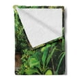 thumbnail image 2 of Peace Garden Soft Flannel Fleece Throw Blanket, Garden with Tropical Plants and Wooden Path Tranquility Harmony Theme, Cozy Plush for Indoor and Outdoor Use, 50" x 70", Green Pale Brown, by Ambesonne, 2 of 5