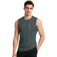 thumbnail image 2 of OIOLOYJM Men's Mesh Tank Tops Quick Dry Biking Sleeveless Lightweight Muscle Jersey Tanks Breathable Lounge Gym Workout Sports Vest Dark Gray 3XL, 2 of 4