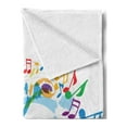 thumbnail image 2 of Music Soft Flannel Fleece Throw Blanket, Colored Illustration of Saxophone with Wavy Notes in Air Fun Vibes Retro Boho Form, Cozy Plush for Indoor and Outdoor Use, 60" x 80", Multicolor, by Ambesonne, 2 of 5