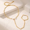 thumbnail image 2 of VNOX Gold Tone Stainless Steel Faux Pearl Hand Chain Bracelet for Women, Party Gift Jewelry, 2 of 6
