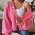 thumbnail image 2 of YUGYXL Women's Cable Knit Cardigan Teen Girl Cute Open Front Cardigans Sweater Long Sleeve Blouses Hot Pink S, 2 of 8