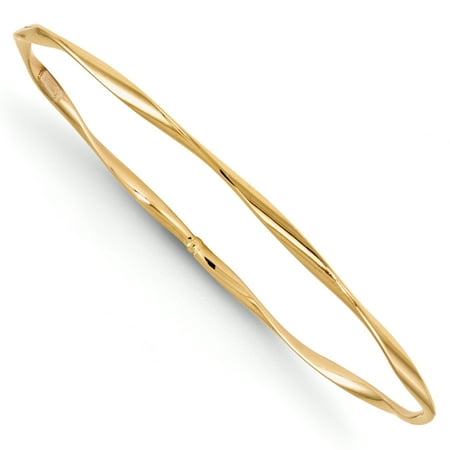 Prince Gold Bangles - 2.5mm 14k Gold Polished Twisted Slip-on Bangle Bracelet