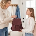 thumbnail image 6 of 12.6in Drawelry Laptop Backpack for Women, Waterproof Large Bag with 4 Compartments and 8 Zip Pockets, Multifunctional Storage Casual Rucksack with Sturdy Handle, Chic Daypack for Travel, Work, 6 of 7