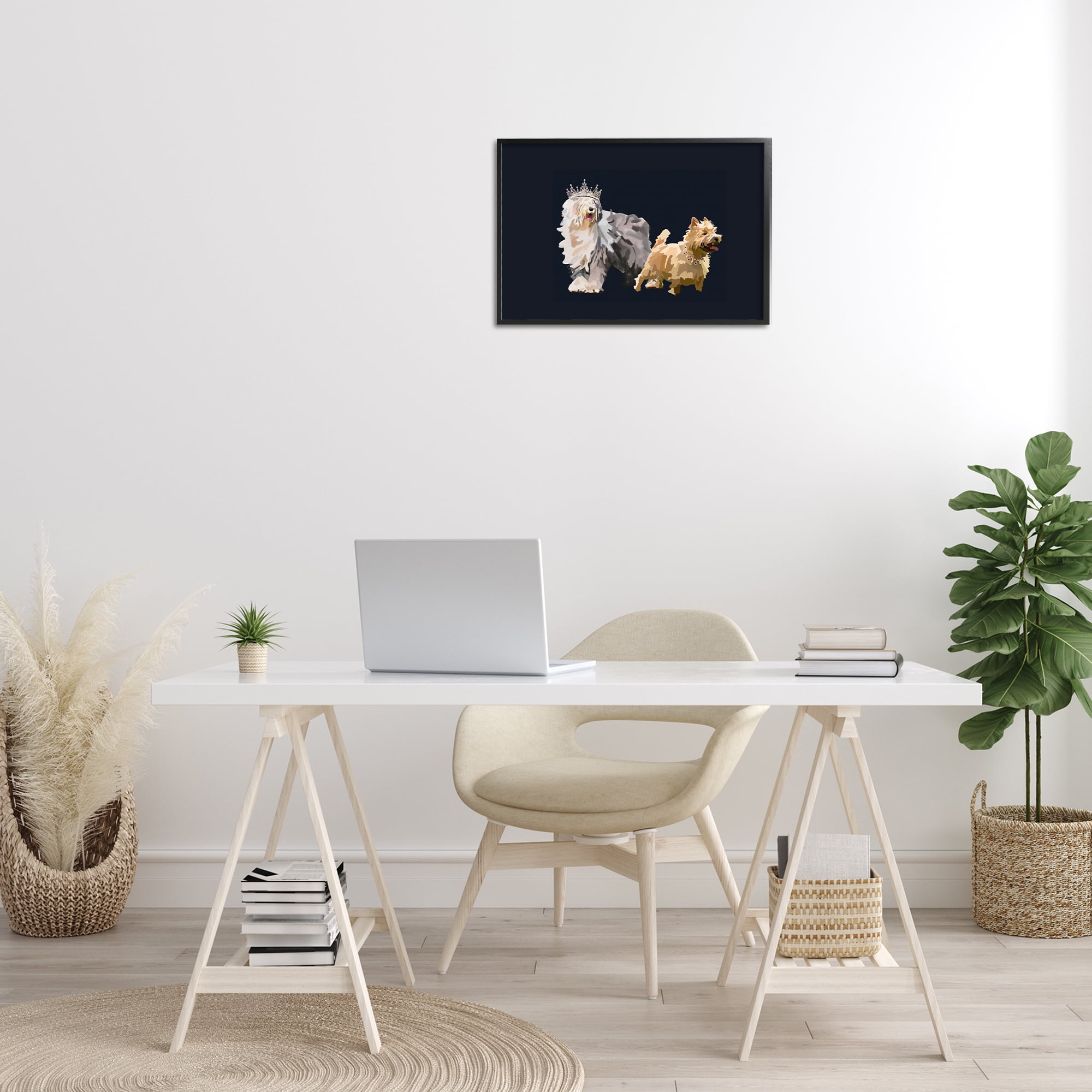 Stupell Industries Dog Duo with Crowns Animals & Insects Painting Black Framed Art Print Wall Art, 24 x 16