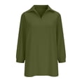 thumbnail image 5 of Royisotas Womens Cotton 3/4 Sleeve Dress Shirts Loose Fit Spring Summer Ladies Cozy V Neck Tops Casual Work Blouses, 5 of 8