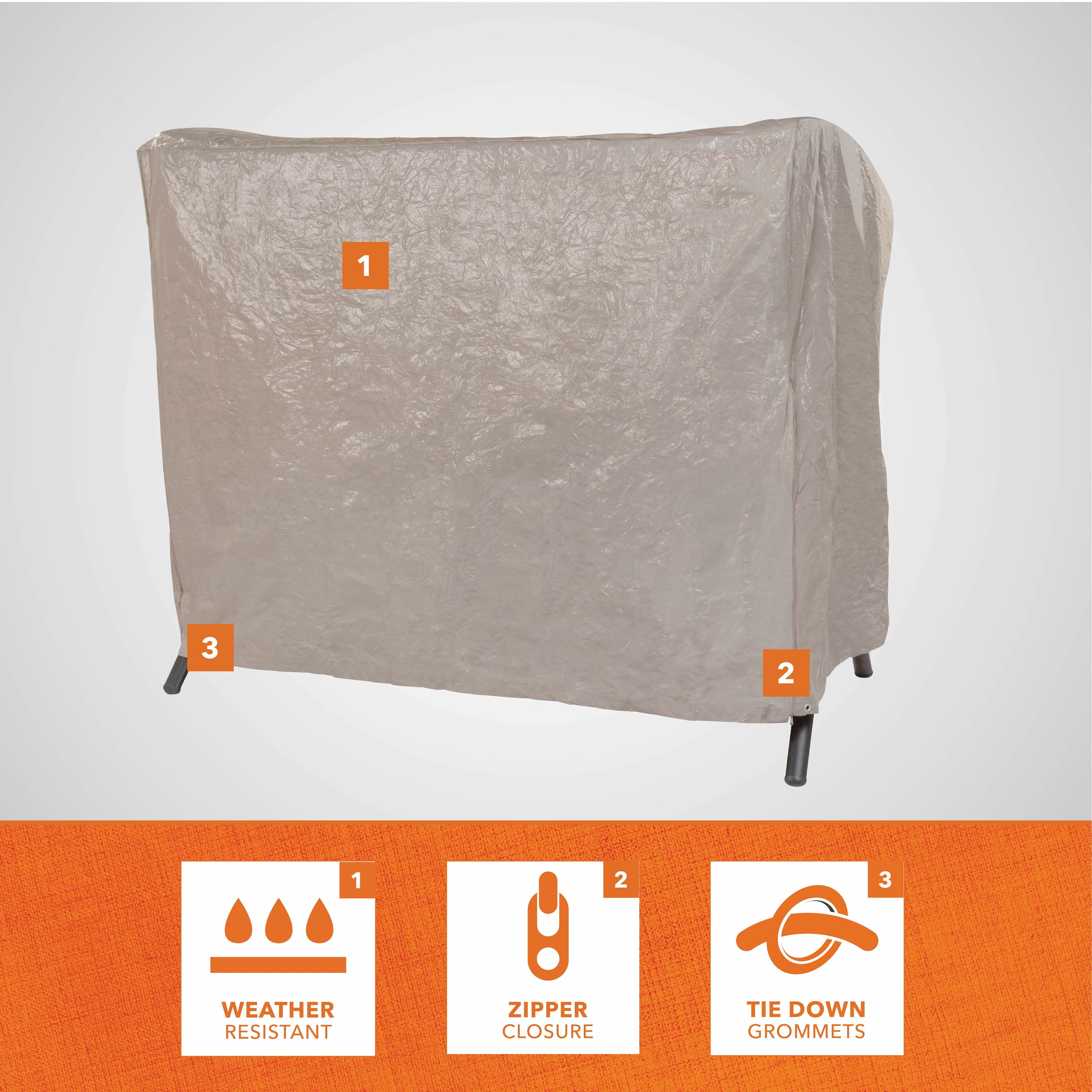 Modern Leisure Basics Rectangle Patio Swing Cover, 87"L x 64"W x 66"H, Khaki