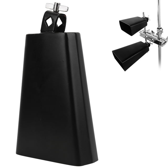 Cowbell Cattle Bell,7 Inch Black Metal Cowbell Percussion Musical Instrument for Collection