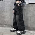 thumbnail image 2 of JAJAHO Girls Denim Cargo Pants Street Dance Baggy Jeans Pants With Multi Pockets For Kids 5-16Y, 2 of 6