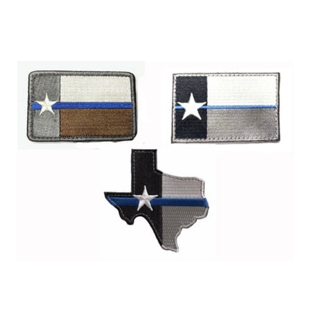 Three Texas Thin Blue Line morale patches Hook & Loop Backing Police