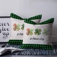 thumbnail image 2 of 26x26 Pillow Covers Set of 2, St. Patrick's Day Throw Pillow Covers Decorative Couch Cushion Case, Country Spring Clovers Green Black Plaid Microfiber Square Pillowcases for Bedroom Car Living Room, 2 of 7