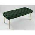 thumbnail image 6 of Rorik Hunter Green/Gold Velvet Bench - Diamond Button Tufted, Metal Round Tapered Legs, 6 of 10
