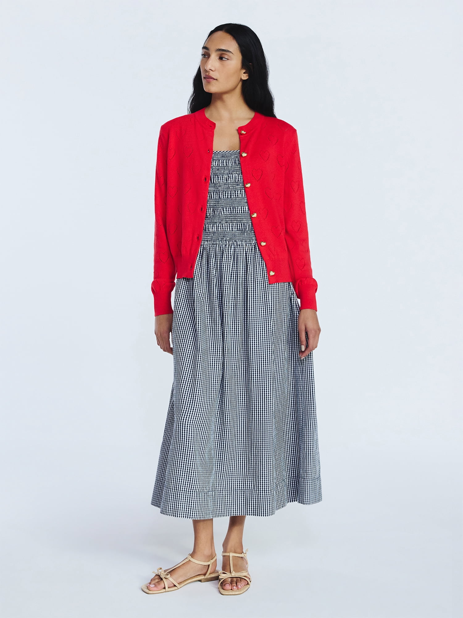 Free Assembly Women's and Women's Plus Heart Cardigan Sweater with Long Sleeves, Lightweight, Sizes XS-4X