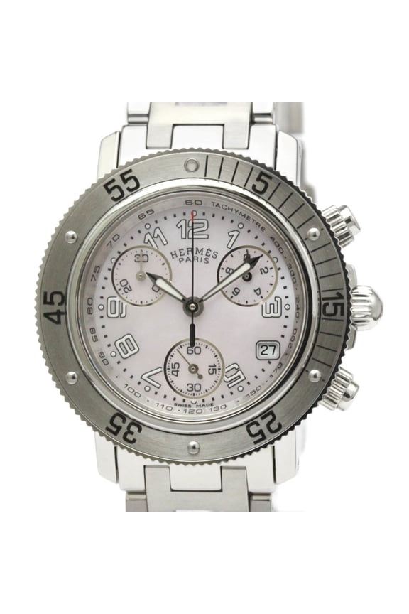 Pre-Owned HERMES Clipper Diver Chronograph Quartz Ladies Watch CL2.310 Polished (Good)