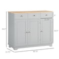 thumbnail image 6 of Nmkwnr Wood Top Kitchen Sideboard Buffet Cabinet with Drawers and Shelves, Coffee Bar Cabinet for Living Room, Kitchen, Gray, 6 of 9