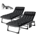 thumbnail image 2 of Folding Lounge Chair with Mattress, 4 Position Adjustable Folding Sleeping Bed Cot Patio Chaise Lounge Chairs Perfect for Sunbathing, Camping, Pool, Beach, Patio, 2 of 6
