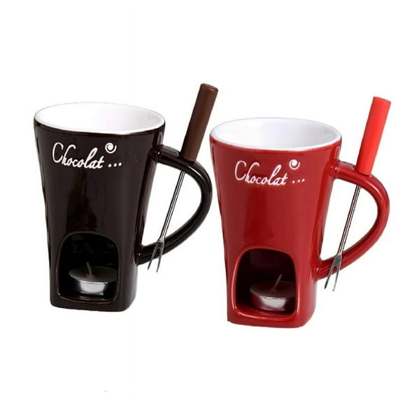 Chocolate Hot Pot Melting Cup Fondue Mug Hot Pot Ceramic Melting Cup Melting Pot Tea Light Heating Warmer for Chocolate