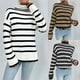 thumbnail image 2 of Prendas de punto a rayas de colores de contraste europeos y americanos para mujer 2023 Otoño e Invierno Tops de punto ajustados suéter con cuello alto, 2 of 3
