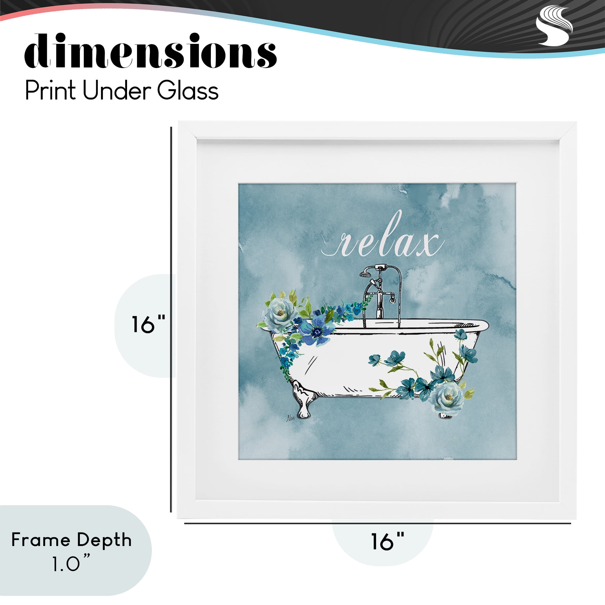 Stupell Industries Floral Bathroom Rules Relax White Framed Print Under Glass, design by Nan