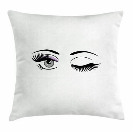 Eyelash Throw Pillow Cushion Cover, Cartoon Style Dramatic ...
