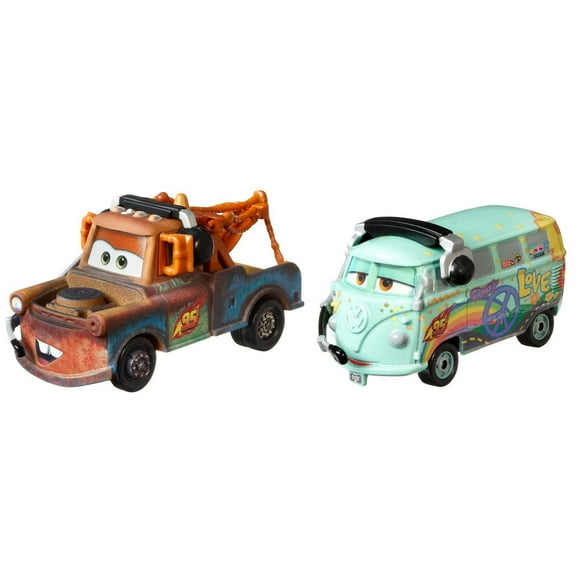 Disney/Pixar Les Bagnoles Coffret de 2 Mater Équipe de Course et Fillmore avec Casque d’écoute