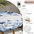 thumbnail image 3 of Navy Blue Flowers Round Tablecloth for 36-44 Inch Tables, Fitted Table Cover with Elastic Edge, Summer Pastoral Botanical Waterproof Outdoor Table Cloth Protector for Patio Garden Dinner Picnic, 3 of 9