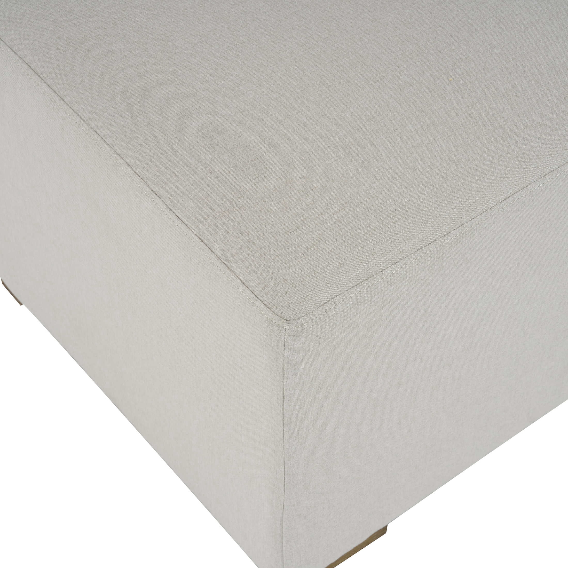 Christopher Knight Home Long Rectangular Ottoman Bench, White Upholstery with Rubberwood Base