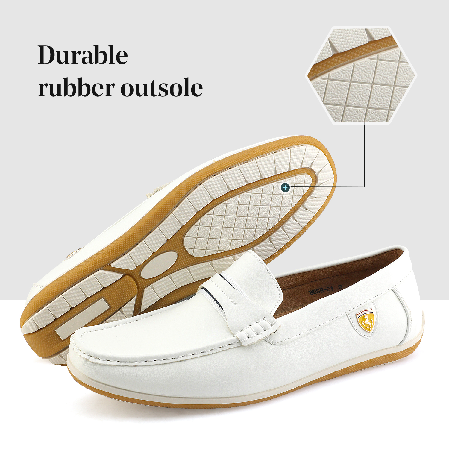 Bruno Marc Mens Loafers Lightweight Italian Causal Driving Moccasins Shoes For Men WHITE Size 12
