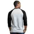 thumbnail image 3 of DailyWear Mens Casual 3/4 Sleeve Plain Baseball Cotton T Shirts BLK/WHT, 3XLarge, 3 of 4