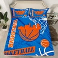 thumbnail image 2 of Feelyou Eat Basketball Sleep Bed Sheets for Boys, Blue Orange King Sheets, Modern Sports Theme Sheet Set, Super Cozy Room Decor, 4-Piece, 2 of 7