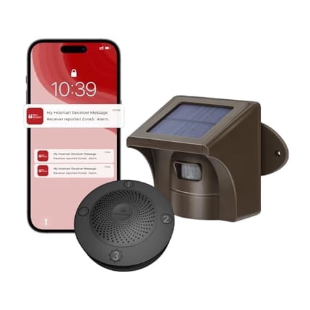 eMACROS Pro 3 Driveway Alarm with Phone App, 1/2 Mile Range, Solar Wireless, Outdoor Weatherproof Motion Sensor